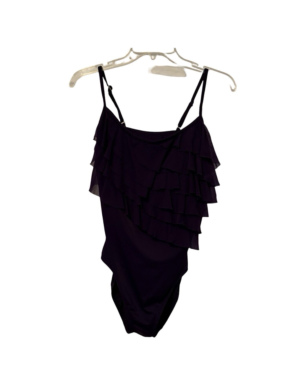 Robby Len Womens Size 16 Purple Swimsuit Ruffles Adjustable Straps One Piece